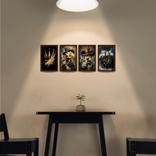 TASARIM ŞEYLER Luxury Pop Art Serisi - 4 Parçalı Modern Dekoratif Mdf Tablo Seti