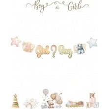 Deha Parti Kağıt Banner Cinsiyet Belirleme Partisi Varaklı Boy - Girl Elbise Detaylı Cinsiyet Partisi Süsleri