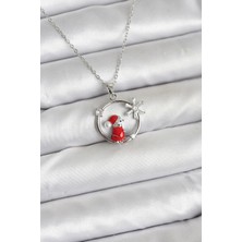 316L Çelik Zincir Gümüş Zirkon Taşlı Yılbaşı Tema Kadın Kolye - Lisinya