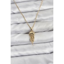 316L Çelik Zincir Gold Renk Deniz Anası Model Zirkon Taşlı Kadın Kolye - Lisinya