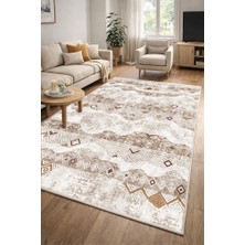 Lioara Home Geometri Desen Dijital Baskılı Halı – Modern, Kaymaz Taban, Leke Tutmaz, Salon & Oturma Odası Için