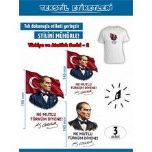 Agg Reklam Ütü ile Yapışan Kıyafet Etiketi Türkiye ve Atatürk Serisi-2  3lü Set
