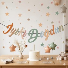 Deha Parti Kaligrafi Banner Iyi Ki Doğdun Retro Tema Doğum Günü