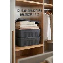 Mustran Füme 2'li 17 Lt Ünit Saklama Kutusu & Çok Amaçlı Ev ve Gardırop Düzenleyici Organizer