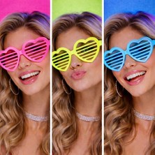 Senka Mey Ithalat® Retro Neon Fosforlu Kalp Panjur Gözlük 12 Adet – 80’ler 90’lar Parti Stili