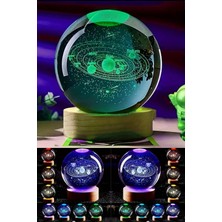 PremiumPort 3D Kristal Cam Kar Küresi ve LED Işıklı Ahşap Tabanlı Dekoratif Set
