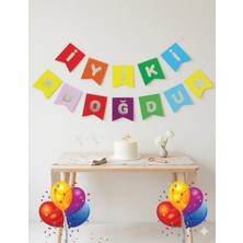 Deha Parti Kağıt Banner Iyi Ki Doğdun Karışık Zemin Gümüş Varaklı