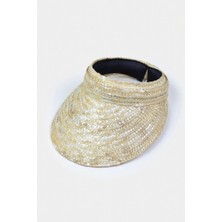 Mollycrush Kadın Doğal Hasır Vizör Şapka - Arkası Açık Ayarlanabilir Tenisçi Tipi Güneş Siperliği