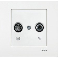 Viko Karre/meridian 90967X86-87 Uydu Prizi Geçişli (Tv-Sat) 8-11DB Beyaz (Çerçevesiz) Viko