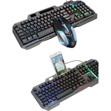 Senka Mey Ithalat® Rgb Işıklı Klavye Q Klavye Mouse Hediyeli