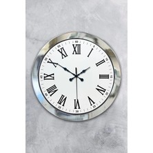 Senka Mey Ithalat® 36 cm Krom Metal Roma Rakamli Duvar Saati