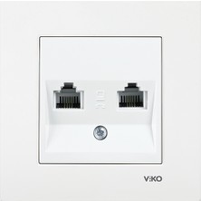 Viko Karre/meridian Beyaz Ikili Nümeris Telefon Prizi 2 x RJ11 (Çerçevesiz) 90967X33 Viko