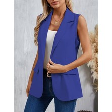 Serac Collection Kadın Kolsuz Yakalı Önden Tek Düğmeli Atlas Ceket