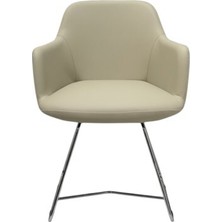 Atom Ofis Melik Krem Deri Misafir Bekleme Koltuğu