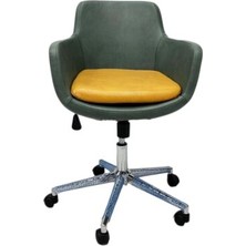 Atom Ofis Melik Yeşil Sarı Deri Çalışma & Toplantı Koltuğu