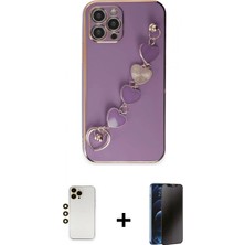 İlk El Grup Ieg™ iPhone 12 Pro Max Kılıf Nova Işık Prime - Siyah 3D Antistatik Hayalet Cam Ekran Koruyucu + Gold Shine Kamera Lens