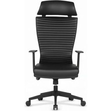 Atom Ofis Tiffany Siyah Deri Yönetici Çalışma Koltuğu