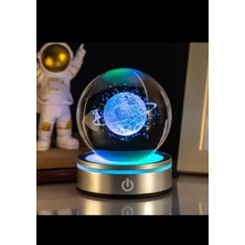 PremiumPort Kristal Cam Kar Küresi Usb'li 3D Dekor LED Işıklı Renkli Dönen Top Set