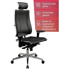 Atom Ofis Yoga 4d Siyah Deri Yönetici Çalışma Koltuğu
