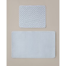 English Home Gridline Kaydırmaz Taban Banyo Paspası Seti 60x100 cm + 50x60 cm Gri