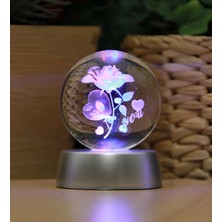 PremiumPort 3D LED Işıklı Kristal Gül ve Kalp Figürlü Romantik Set