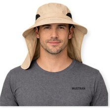 Mustran Sök Tak Maskeli Enseli Güneş Şapkası Uv Korumalı Unisex Outdoor Yazlık Şapka-Krem