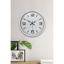 Senka Mey Ithalat® 40 cm Beyaz Metal Modern Duvar Saati