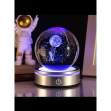 PremiumPort Kristal Cam Kar Küresi ve LED Işıklı Renkli Dönen Top Seti