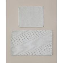English Home Curveline Kaydırmaz Taban Banyo Paspası Seti 60x100 cm + 50x60 cm Bej
