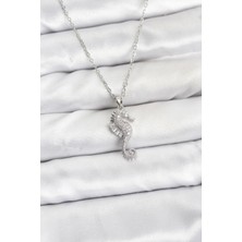 316L Çelik Zincir Gümüş Renk Deniz Atı Model Zirkon Taşlı Kadın Kolye - Lisinya