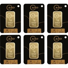 Gekas Kuyumculuk Ard 1 gr 24 Ayar Külçe Altın 6 Adet