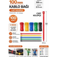 Tek-İş Plastik Kablo Bağı Klipsi Cırt Kelepçe Karışık Renk Set 100 mm 5 Renk x 20 Toplam 100 Adet