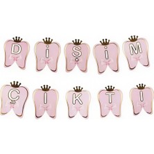 Deha Parti Kağıt Banner Dişim Çıktı Pembe Varaklı Diş Buğdayı