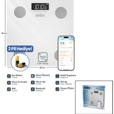 Yağ Ölçerakıllı Bluetooth Cam Baskül Pilli 180KG/50GR 28X28CM 8-Kişi Hafıza LCD Ekran Göst