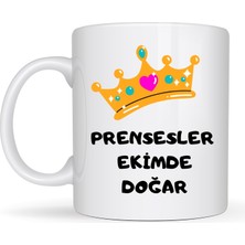 Pileli Store Prensesler Ekimde Doğar Yazılı Kupa Model 254 Taç Tasarımlı Ekim Ayı Doğum Günü Hediyesi S