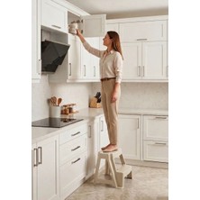 Sabanbaba  Kahverengi Bej Basamaklı Tabure