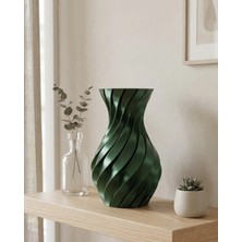 Senka 3D Spiral Yeşil Vazo Modern Tasarım Dekoratif Ev ve Ofis Aksesuarı