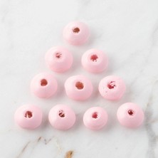 Durukar Loren 10 Adet Pembe Yassı Ahşap Boncuk