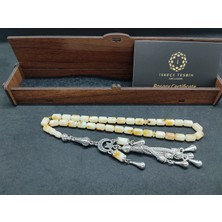 İskeçe Tesbih 475 Ayar Gümüş Püsküllü El Boy Kalingrad White Amber 7.9 Gr.sertifikalı 9625