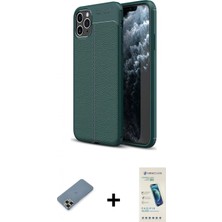 İlk El Grup Ieg™ iPhone 11 Pro Max Kılıf Doruk Klasik Özel Seri - Şeffaf Pasifik Cam Ekran Koruyucu + Gold Metal Kamera Lens Koruma Cam