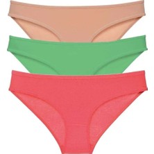 Royaleks 3 Adet Süper Eko Set Likralı Kadın Slip Külot Ten Yeşil Fuşya