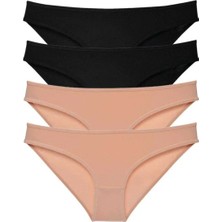 Royaleks 4 Adet Süper Eko Set Likralı Kadın Slip Külot Siyah Ten