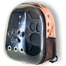 Beak's Pati Tasarımlı Şeffaf Astronot Kedi ve Köpek Taşıma Sırt Çantası - Pudra/somon