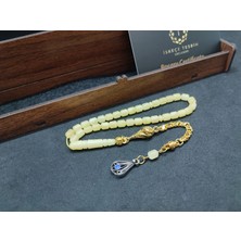 İskeçe Tesbih 475 Ayar Gümüş Püsküllü 4 Parmak(Küçük Boy)Kalingrad White Amber 5.8 Gr.sertifikalı 9617