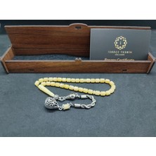 İskeçe Tesbih 475 Ayar Gümüş Püsküllü 4 Parmak(Küçük Boy)Kalingrad White Amber 5.8 Gr.sertifikalı 9615