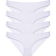 Royaleks 4 Adet Süper Eko Set Likralı Kadın Slip Külot Beyaz