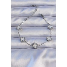 Eco Lounge 316L Çelik Gümüş Renk Sedefli Baby Boy Yonca Model Bileklik