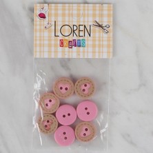 Durukar Loren Crafts 8 Li Pembe Kalp Düğme - 328