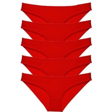 Royaleks 5 Adet Süper Eko Set Likralı Kadın Slip Külot Kırmızı