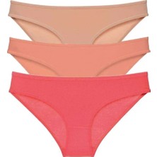Royaleks 3 Adet Süper Eko Set Likralı Kadın Slip Külot Ten Pudra Fuşya